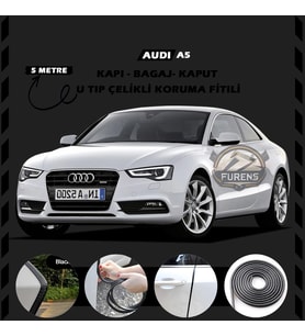 Audi A5 Oto Araç Kapı Koruma Fitili 5metre Parlak Siyah Renk