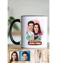 Çiftlere Özel Romantik Hediye Karikatürlü Siyah Kupa Bardak