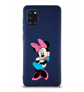 Samsung Galaxy A31 Soft Premier Kapak Minnie Mouse-D Tasarımlı Silikon Kılıf - Lacivert (Şeffaf)