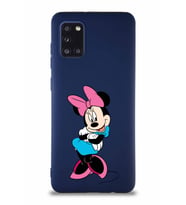 Samsung Galaxy A31 Soft Premier Kapak Minnie Mouse-D Tasarımlı Silikon Kılıf - Lacivert (Şeffaf)