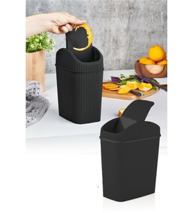 Şık Dekoratif Mini Çöp Kovası 2,5 Lt Siyah, Pratik ve Modern Tasarım