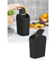 Şık Dekoratif Mini Çöp Kovası 2,5 Lt Siyah, Pratik ve Modern Tasarım