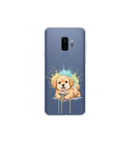 Samsung Galaxy S9 Plus ile Uyumlu Splash Köpek Tasarımlı Şeffaf Silikon Kılıf