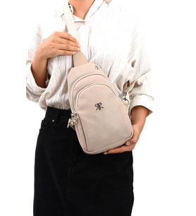 İmpolo Meri TaşRengiGofraj Baskı Kadın Bel Ve Omuz Çantası 30x20 Ebatında