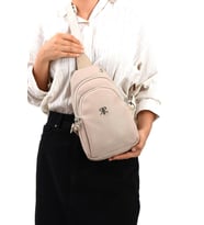 İmpolo Meri TaşRengiGofraj Baskı Kadın Bel Ve Omuz Çantası 30x20 Ebatında