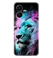 Vivo Y22S Kılıf Silikon Desen Özel Seri Pink Blue Leon 1603