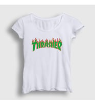 Presmono Kadın Beyaz Logo V4 Thrasher T-Shirt 278921tt (Beyaz)