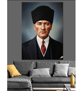 Mustafa Kemal Atatürk'Ün Portresi Dekoratif Kanvas - Mdf Ahşap Tablo