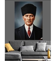 Mustafa Kemal Atatürk'Ün Portresi Dekoratif Kanvas - Mdf Ahşap Tablo