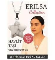 Sertifikalı Yıldız Model Beyaz Havlit Doğal Taş Kolye – Sakinlik ve Bilgelik Verir (Çok Renkli)