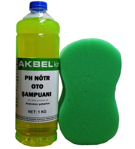 AKBEL PH NÖTR OTO ŞAMPUANI 1 KG (ELMA KOKULU)+YIKAMA SÜNGERİ (Haki-Yeşil)