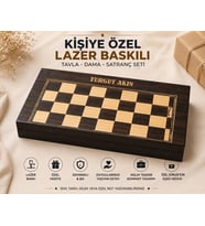 Kişiye Özel Lazer Baskılı 3’ü 1 Arada Tavla Dama Satranç Seti – Ahşap Oyun Seti, Özel Hediye