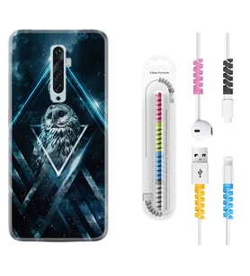Oppo Reno 2Z 4 Lite 4 Pro 5 6 7 A31 Kılıf Kablo Koruma Spiral Silikon Old Owl 1649