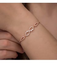 Gümüş Rose Baget Taşlı Sonsuzluk Bileklik