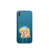 Huawei Y5 2019 ile Uyumlu Splash Köpek Tasarımlı Şeffaf Silikon Kılıf