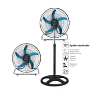 Sanayi Tipi Ayaklı Vantilatör - 5 Metal Kanatlı - 18 İnç 46 cm