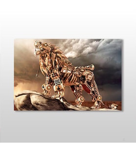 Aslan Mekanik Kanvas Tablo 30x20cm (Karışık)