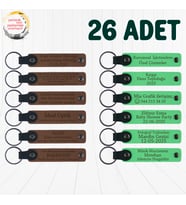 A Kahve & Fıstık Yeşili, İşletmelerin Müşterilerine Özel Hediye 26'lı Set, İsim Yazılan Anahtarlık