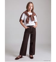 LCW Kids Kahverengi Wideleg Kız Çocuk Gabardin Pantolon