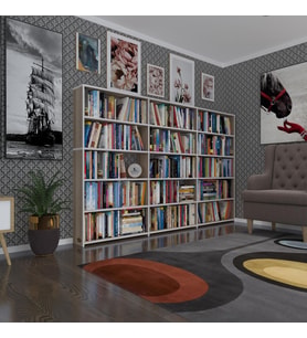 Kenzlife kitaplık süper ga 150*240*19 crd 5 katlı 3 bölme çift bölme opsiyonlu ofis mutfak banyo dolabı arkalıksız