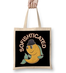 Sofishticated Punny Sophisticated Fish Pun Bez Çanta Uzun Saplı