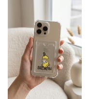 iPhone 16 Pro Max Boş Yapma Muz Detaylı Kart Bölmeli Şeffaf Telefon Kılıfı - GLST1345-9866
