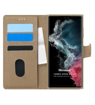 Microsonic Samsung Galaxy S22 Ultra Kılıf Fabric Book Wallet Gold