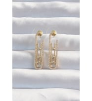 pilelistore Pirinç Gold Renk Zirkon Taşlı Messika Küpe - TJ-BKP9174