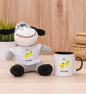 Kişiye Özel Sevimli Limonlar Peluş Eşek ve Siyah Kupa