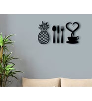 BK Home Ananas Tasarımlı Ahşap Duvar Yazısı (Siyah)