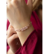 Baget Taşlı Pırlanta Model Kelepçe 925 Ayar Gümüş Bileklik (Rose)