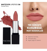 Cosmetics Mattever Lipstick 06 Sunset Party Yarı Mat Saten Bitişli Ruj, Pembe