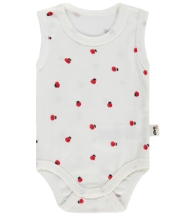 Civil Baby Uğur Böceği Empirme 0-48 Ay Çıtçıtlı Badi - Ekru