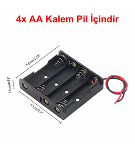 4'lü 1,5V AA Kalem Pil Kutusu Yuvası 4x1,5V Kablolu Batarya Pil Tutucu