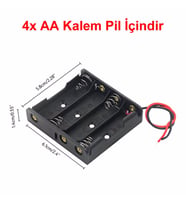 4'lü 1,5V AA Kalem Pil Kutusu Yuvası 4x1,5V Kablolu Batarya Pil Tutucu