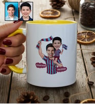 Kişiye Özel Karikatürlü Bordo Mavi Taraftar Baba Oğul Kupa Bardak Babalar Günü Hediyesi