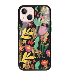 iPhone 13 Çiçekli Kediler Tasarımlı Glossy Telefon Kılıfı