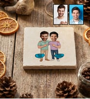 Kişiye Özel Karikatürlü Kankaya Erkek Kardeşe Abiye Hediye Bardak Altlığı Doğum Günü Hediyesi