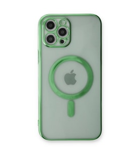 Apple İphone 12 Pro Kılıf Magneticsafe Lazer Silikon - Haki Yeşil