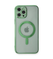 Apple İphone 12 Pro Kılıf Magneticsafe Lazer Silikon - Haki Yeşil