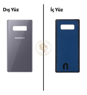 Samsung Note 8 Gri Arka Kapak Arka Cam Batarya Kapağı Lazer Kesim Kapak Pil Kapağı Back Cover