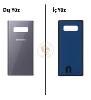 Samsung Note 8 Gri Arka Kapak Arka Cam Batarya Kapağı Lazer Kesim Kapak Pil Kapağı Back Cover