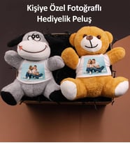 Kişiye Özel Fotoğraflı 2'li Peluş Oyuncak Hediye Seti (Peluş Eşek & Peluş Ayıcık)
