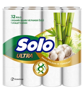 Solo Ultra Tuvalet Kağıdı 32 Li Paket Rulo Organik Bambu ve Pamuk Özlü