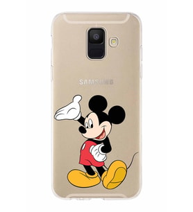 Samsung Galaxy A6 (2018)  Kapak Mickey Mouse Tasarımlı Şeffaf Silikon Kılıf