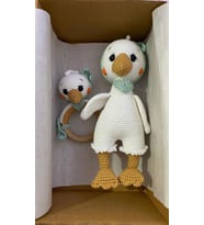 Ördek Suzi ve Çıngırak Takımı Amigurumi Organik Oyuncak Hediye Seti