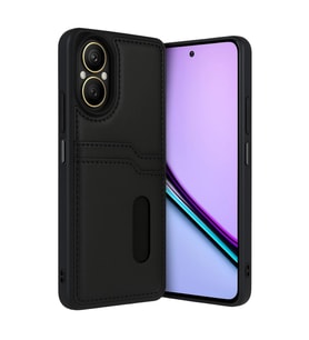 Realme 12 Lite Kılıf Sara Kartvizitli Deri Kılıf - Siyah