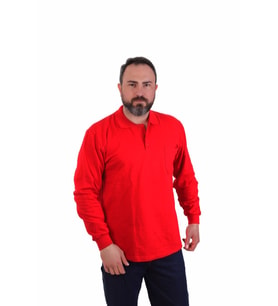 ESER - Polo Yaka Sweatshirt - Cepli - Kırmızı