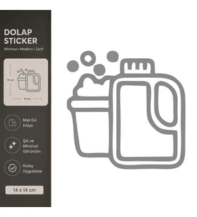 Temizlik Malzemeleri Mat Gri Dekoratif Folyo Sticker 14x14 cm