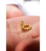 Papatya Silver 925 Ayar Gümüş Gold Kaplama Stony Slice Halka Küpe